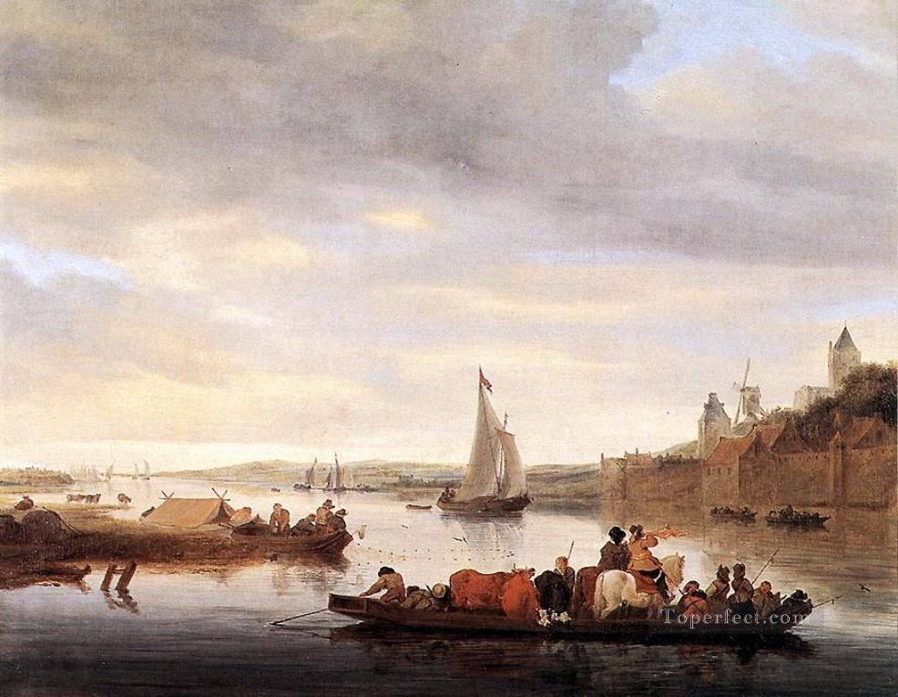 Crossing boat seascape Salomon van Ruysdael Oil Paintings